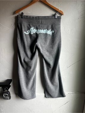 Aéropostale Y2K Back Puffy Logo Flare Sweatpants Gray Lounge Pants Mall Girl L